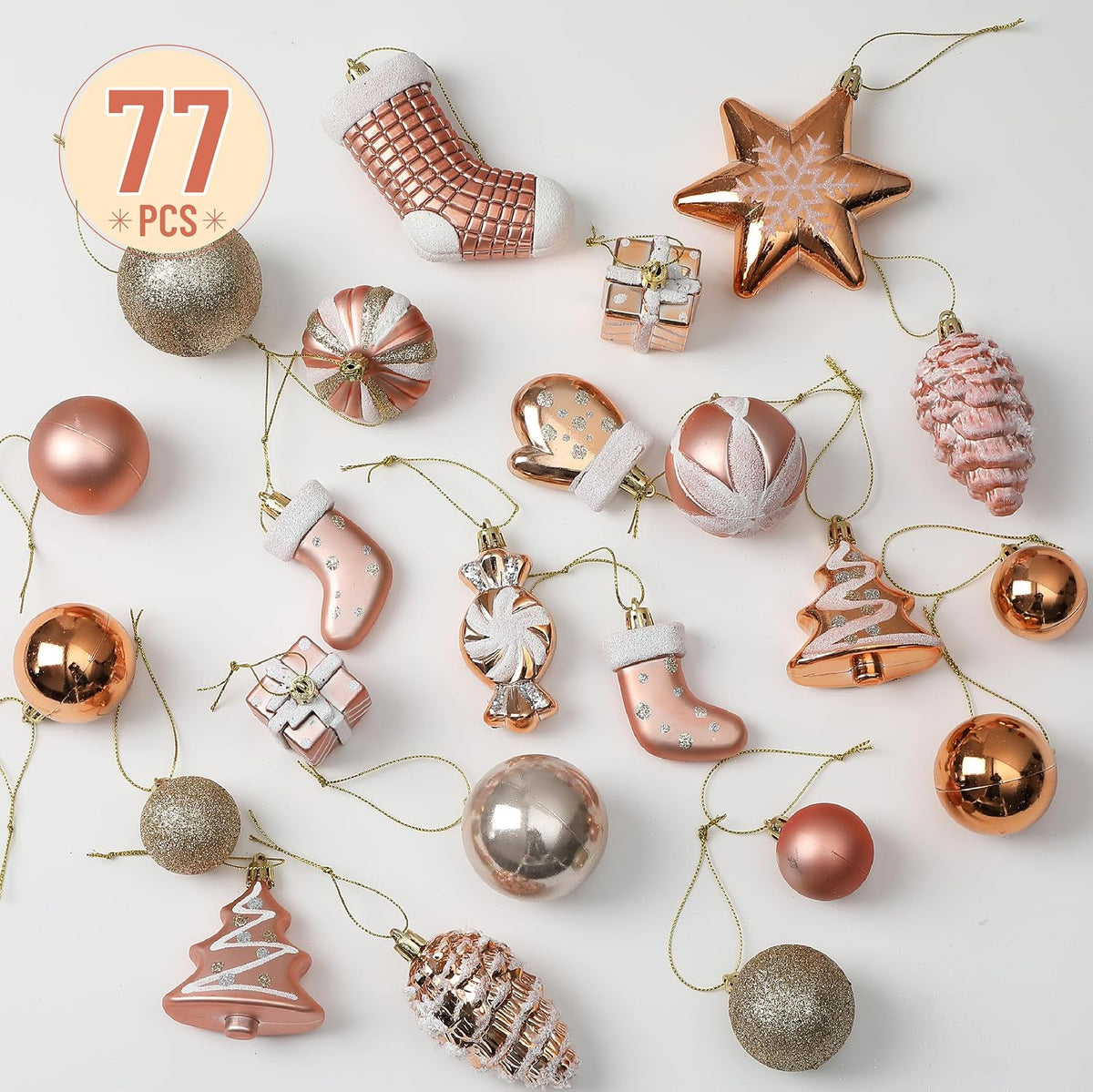 Mr. Pen- Assorted Christmas Tree Ornaments Set, 77 pcs