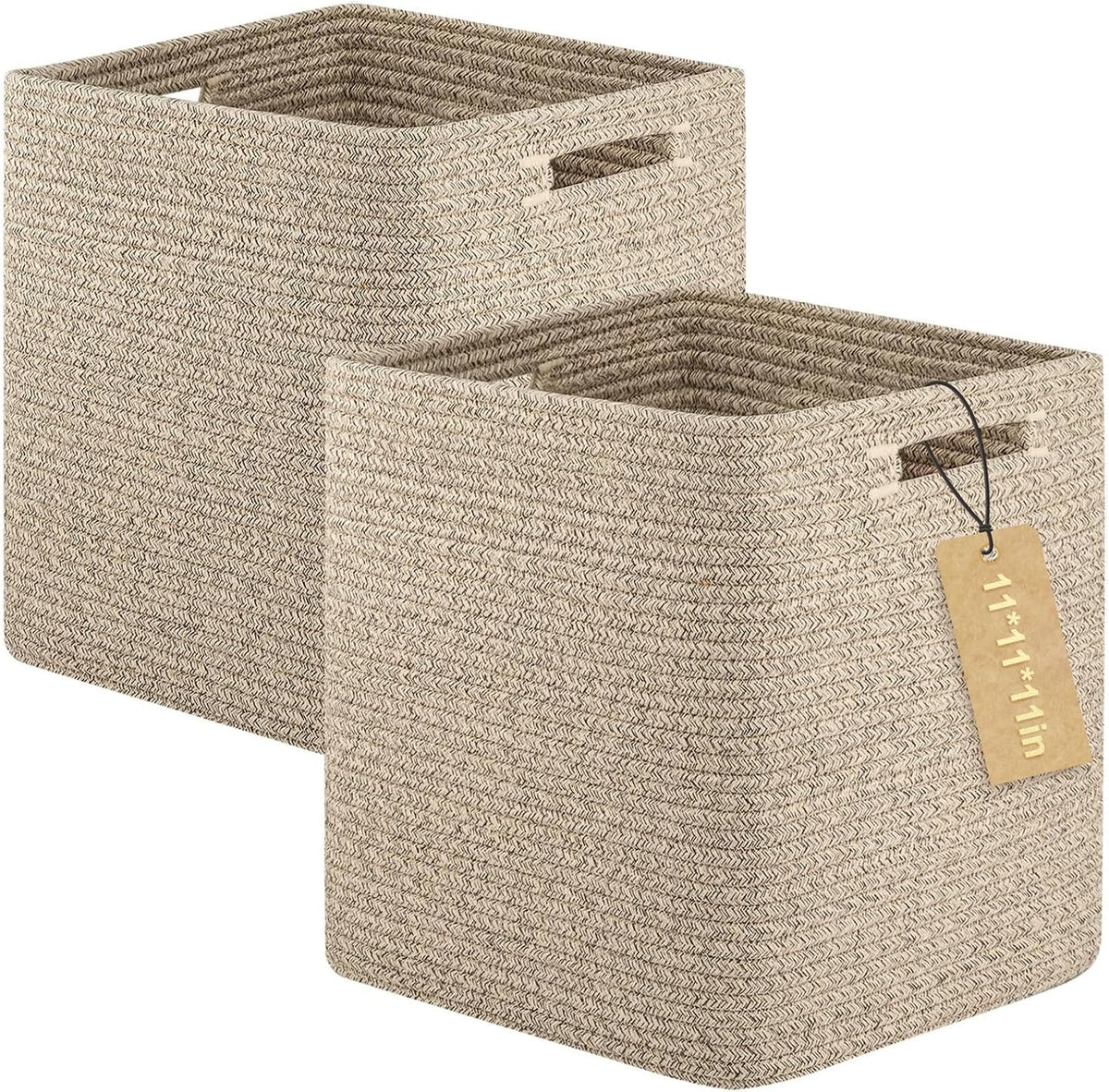 OIAHOMY 2 PACK Cube Storage Bin 11 Inch Collapsible Storage Cube Brown
