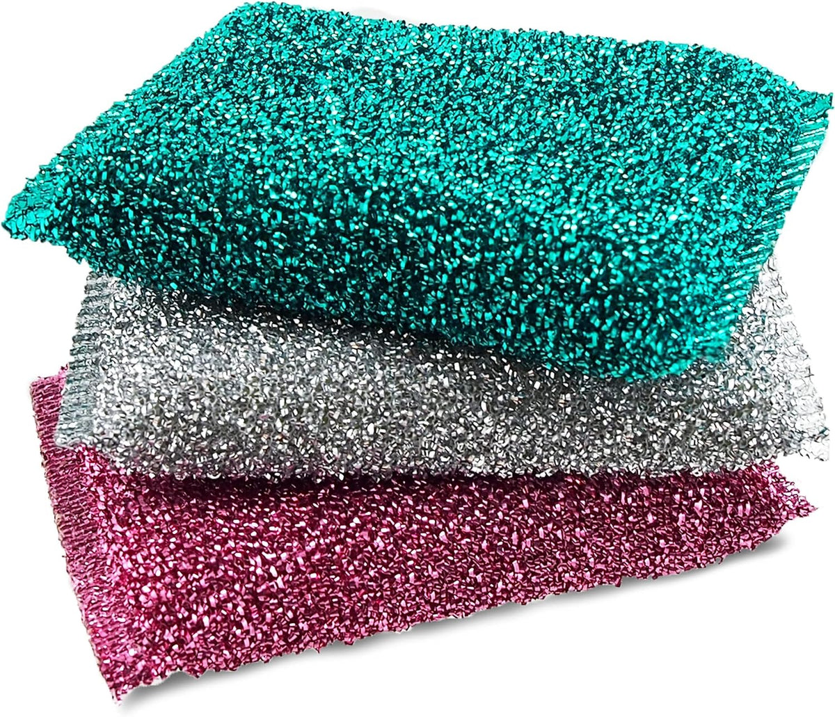 Dish Sponges for Kitchen (3 Pcs) Non-Scratch Scrub Sponges for Dishes, Pots, Pans, Glass, Stainless Steel & Nonstick Cookware–Odor-Resistant, Quick-Dry, Flexible, Durable & Reusable Cleaning Scrubbers