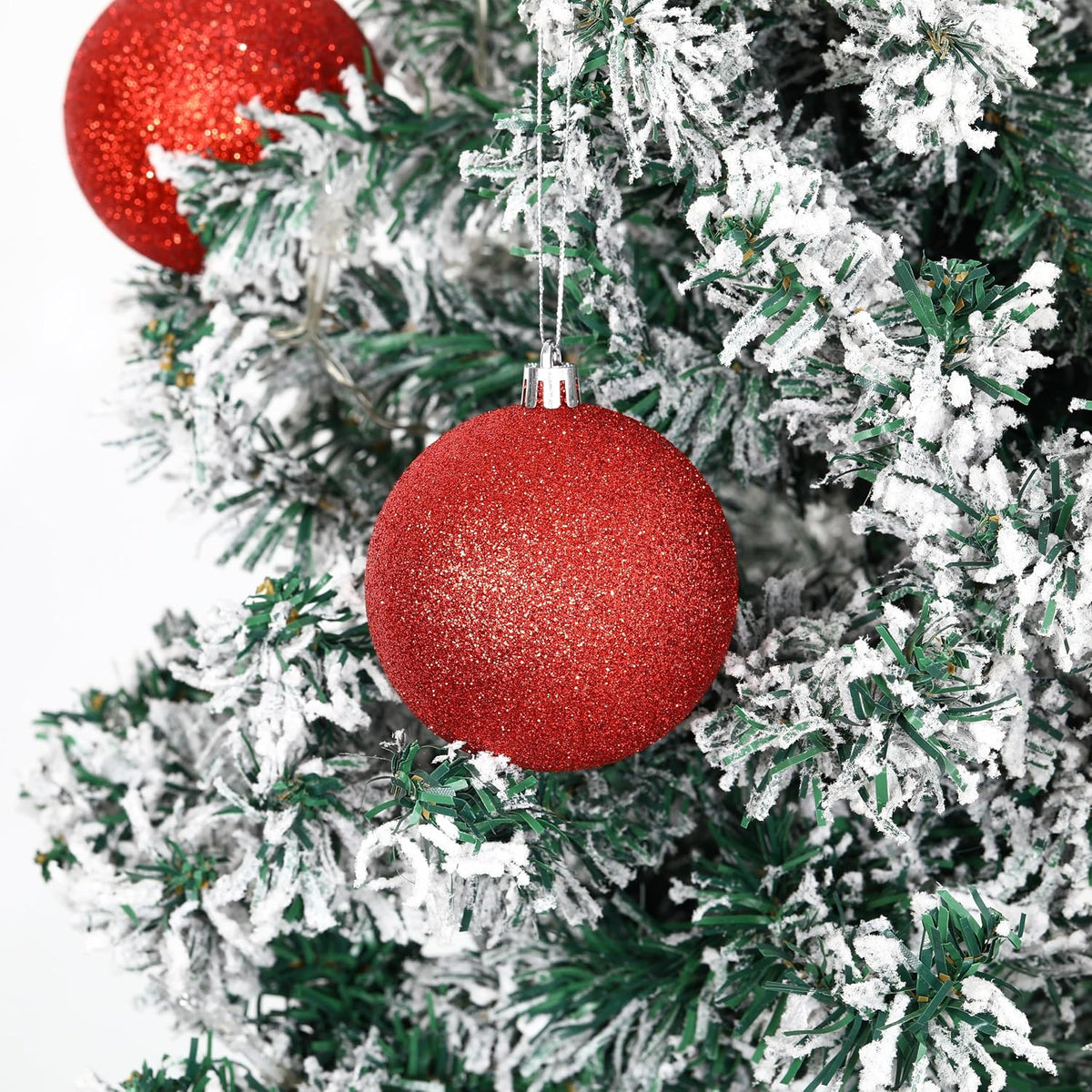 Leitee 16 Pcs 3.15 Inch Glitter Christmas Ball Ornaments, Red
