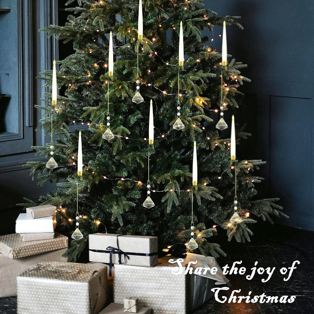 JOIONE Christmas Tree Candles, 10 Pack Crystal Diamond Tree Hanging Decor