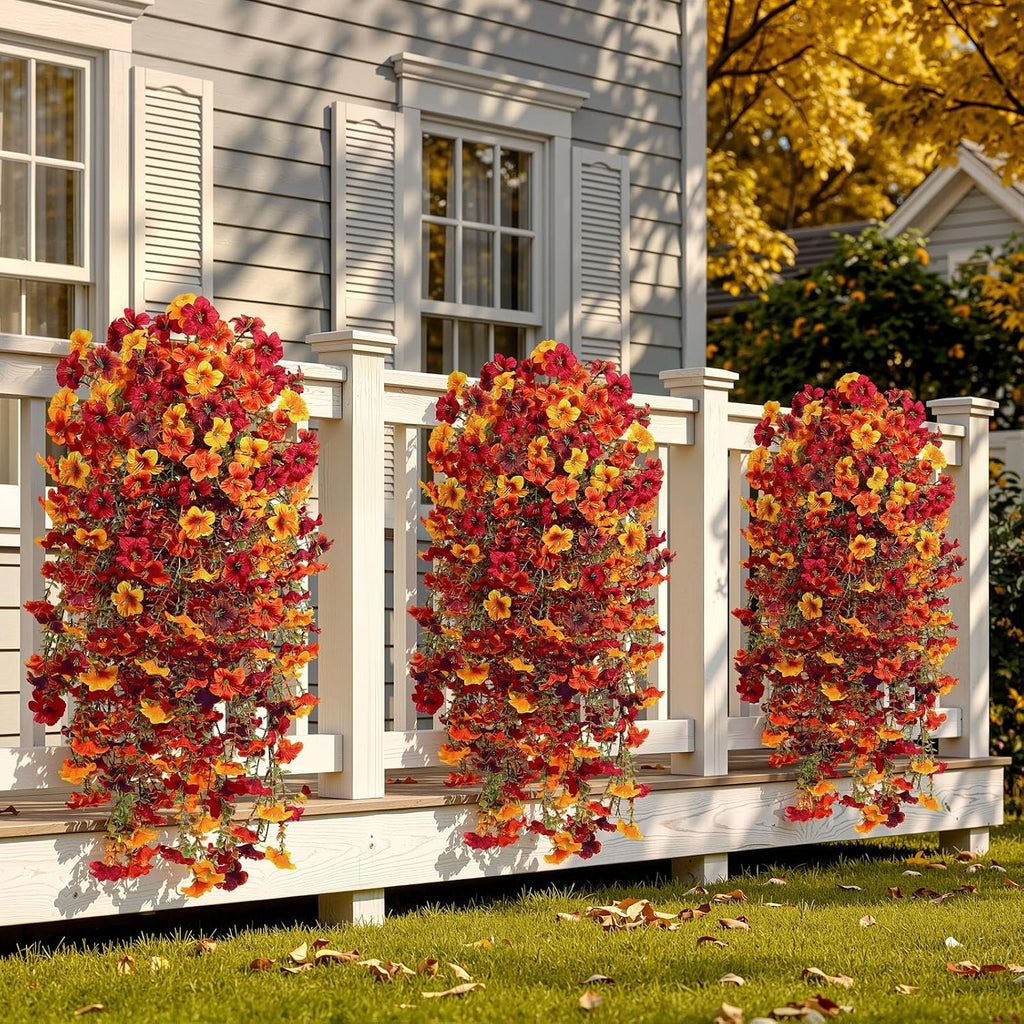 4 Pcs Upgrade Big Artificial Hanging Fall Flowers for Outdoors Decorations