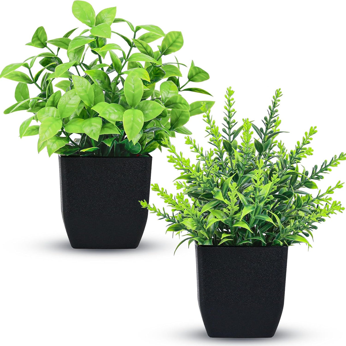 Der Rose 2 Pack Fake Plants Black Small Plants for Bathroom Decor