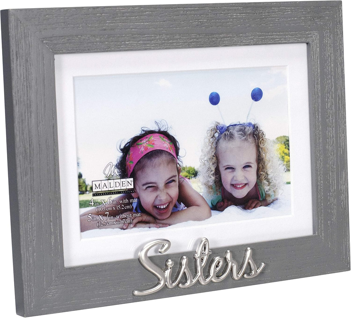Malden Sisters 4x6 or 5x7 Matted Wood Frame, Gray with Silver Accent
