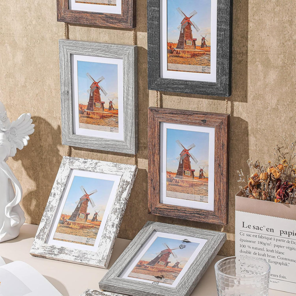 Qunclay 2 Set 5x7 Hanging Collage Picture Frames, Rustic Farmhouse Decor