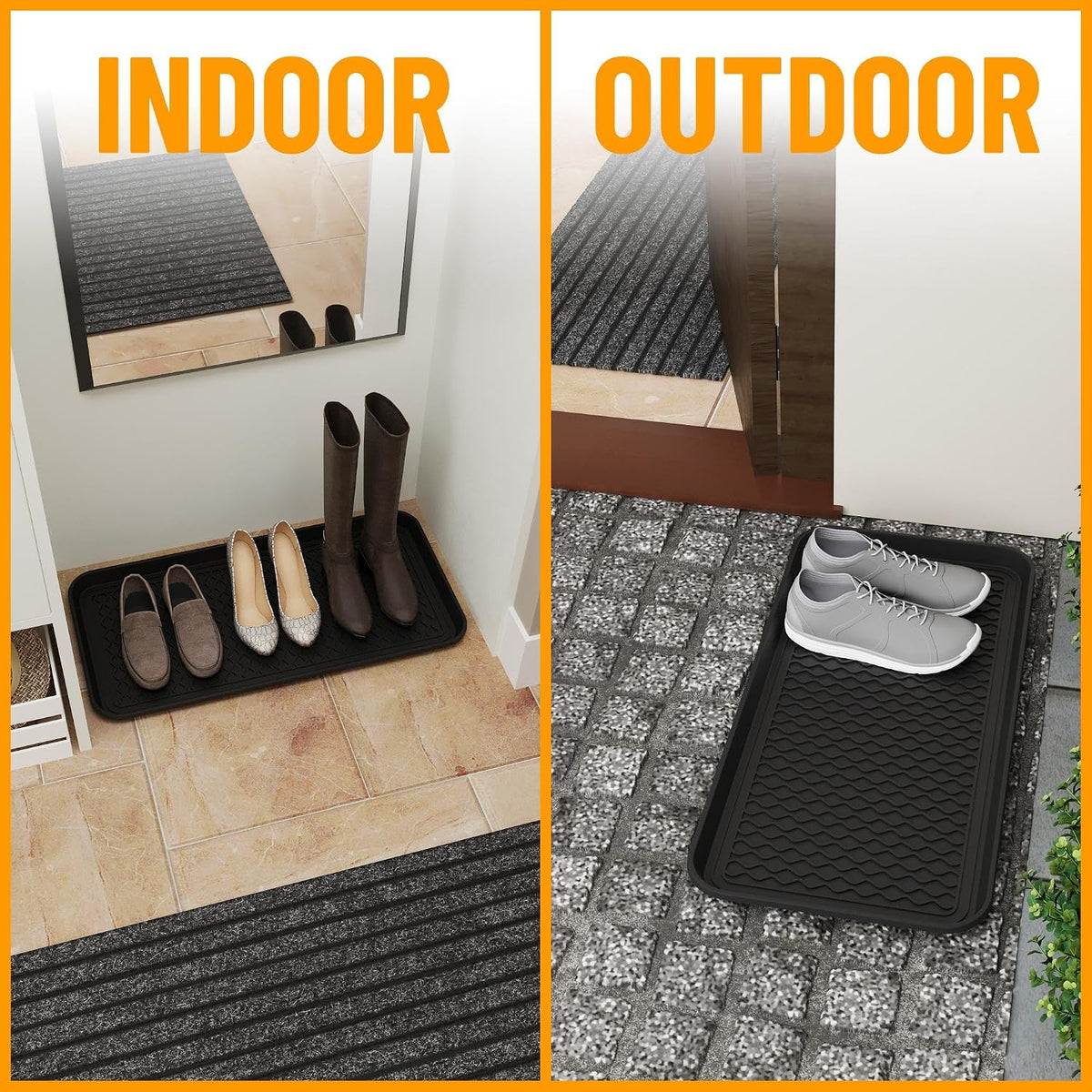 Ottomanson Multipurpose All Season Boot Tray Mat, Reusable Pee Pad For Dogs, 15" x 30"