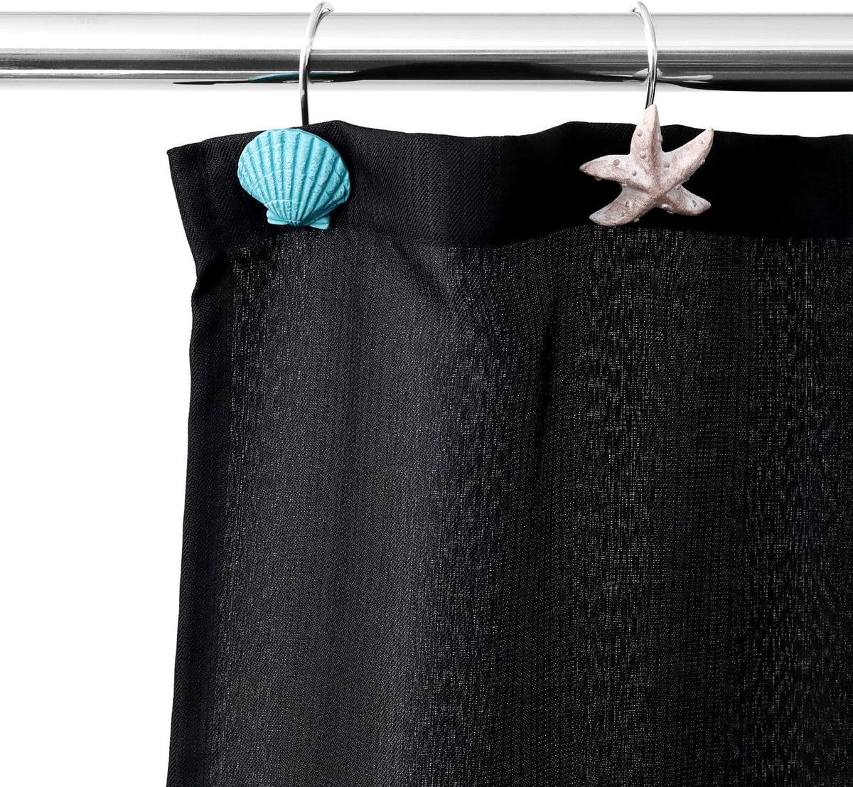 Seashell Sea Turtle Starfish Conch Decorative Shower Curtain Hooks, 12Pcs