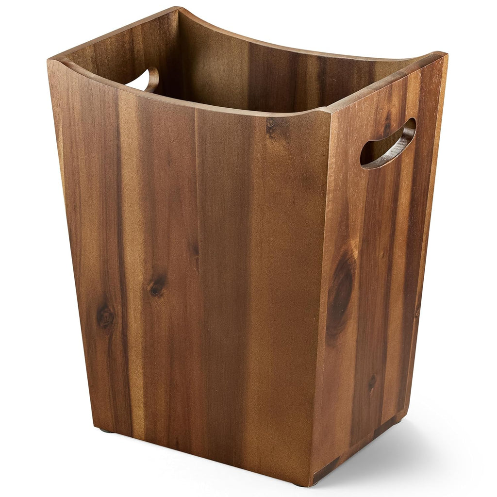 Tidita 2 Gallon Rectangular Wastebasket with Built-in Handles, Walnut Color