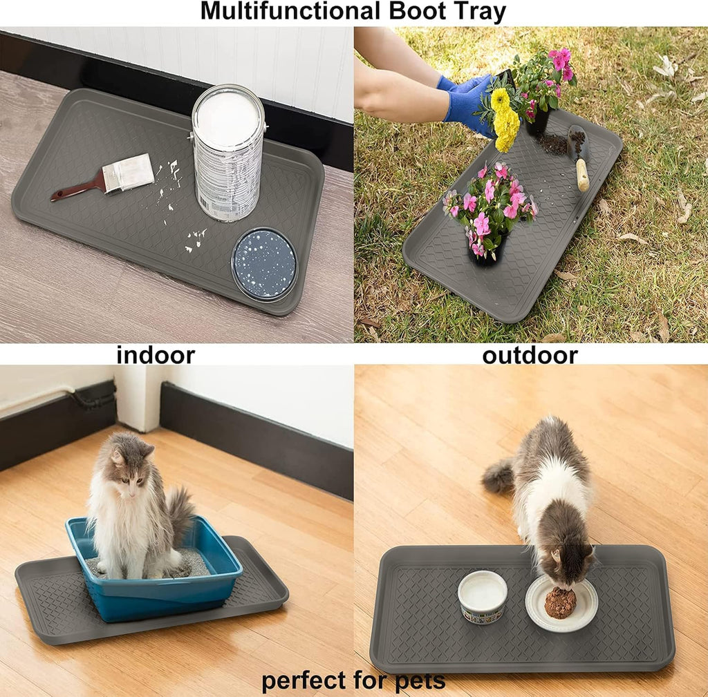 Finorder Boot & Shoe Trays, 2 Pack, 30" x 15" x 1.2", Gray