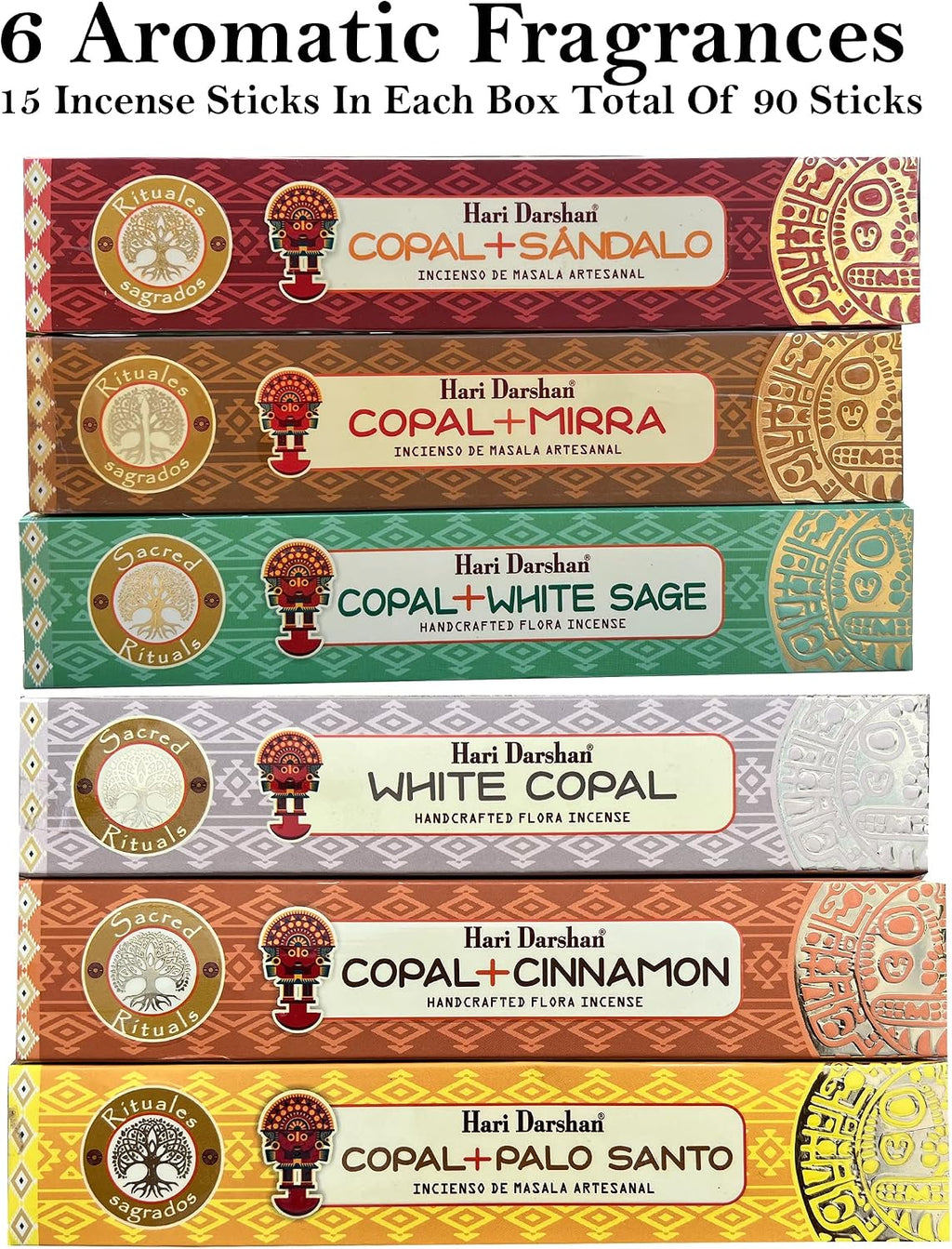 Hari Darshan Handcrafted Premium Incense Sticks Gift Set Includes 6 Fragrances X 15 Sticks Total of 90 Sticks