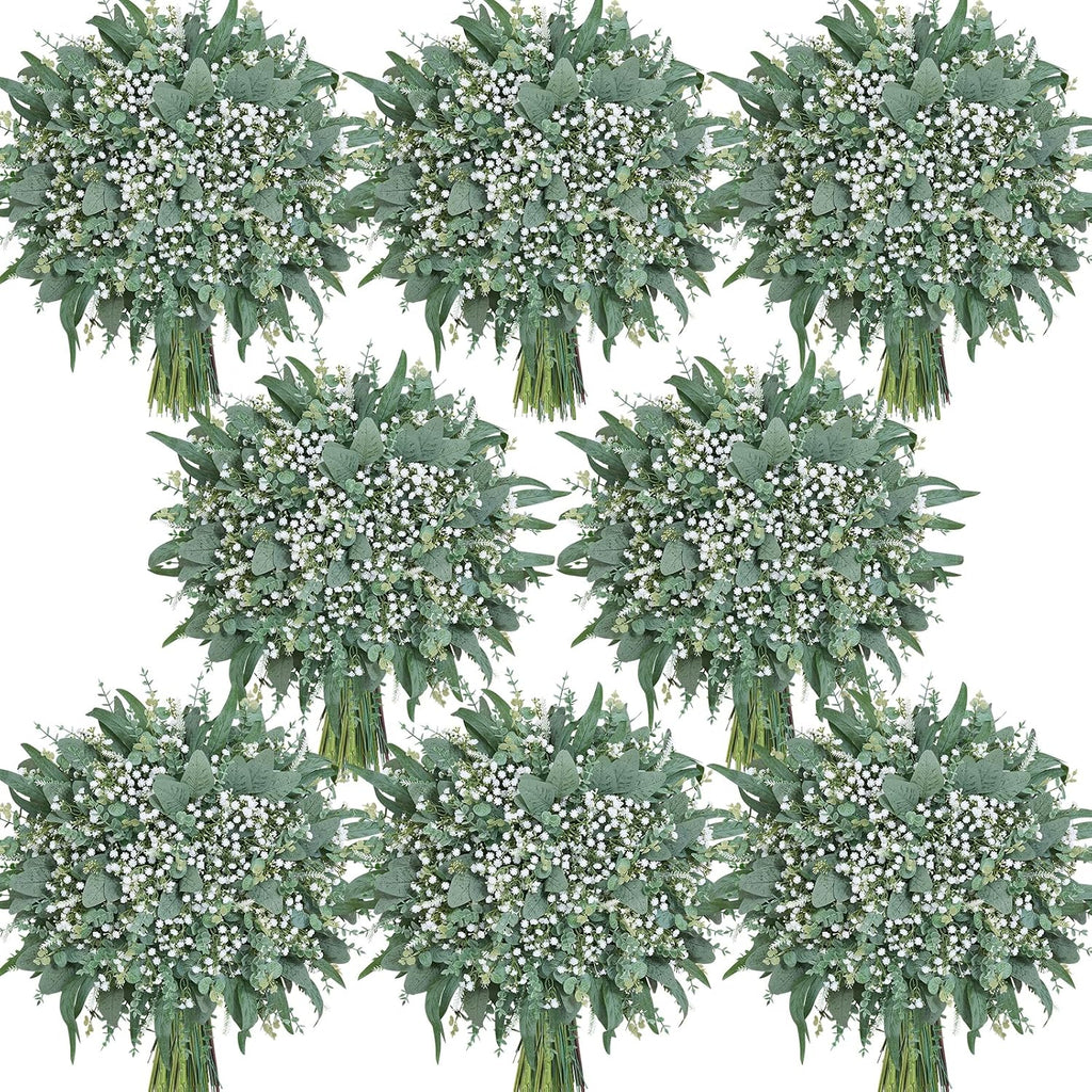Serwalin 360 Pcs 7 Kinds Mixed Artificial Eucalyptus Greenery Stems Bulk