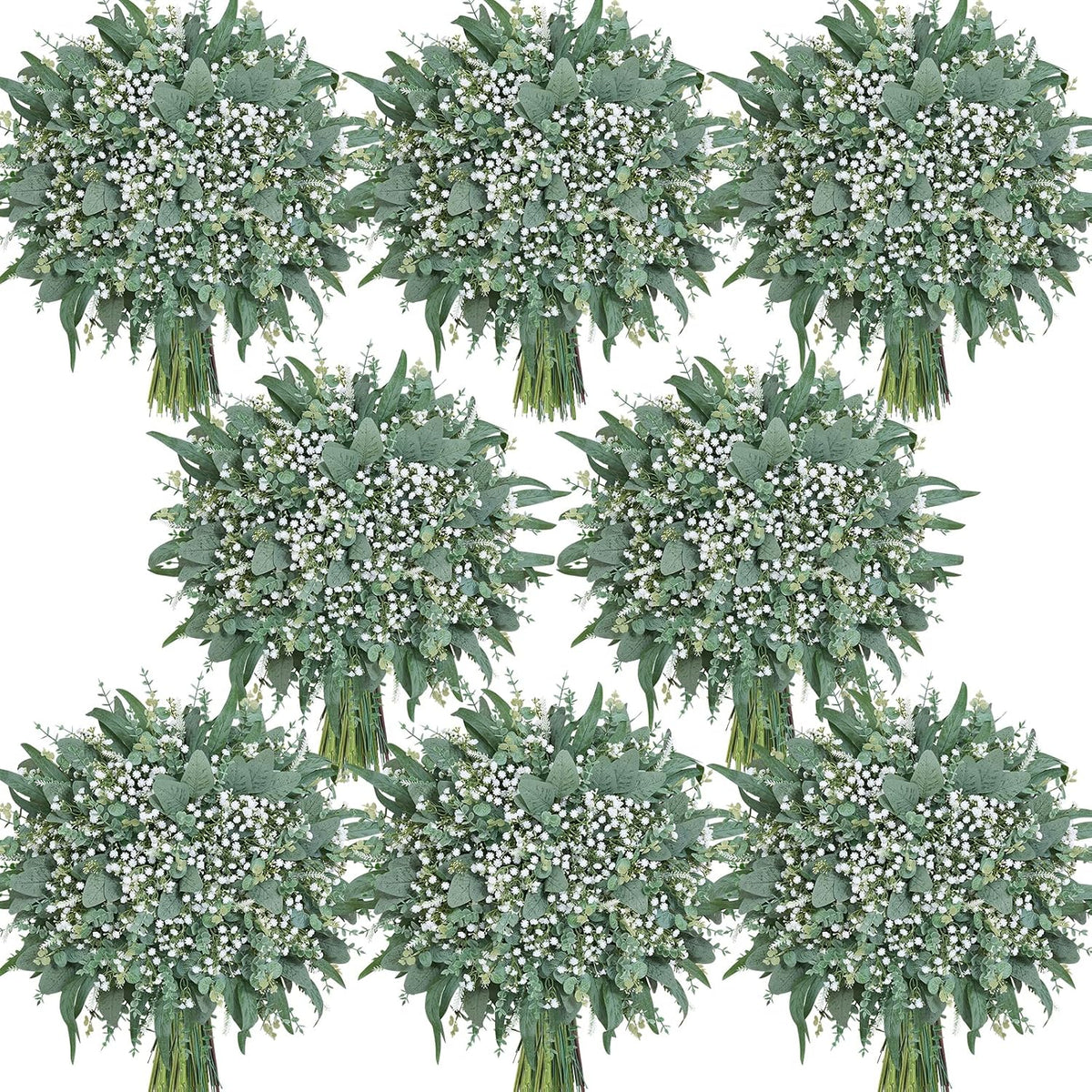 Serwalin 360 Pcs 7 Kinds Mixed Artificial Eucalyptus Greenery Stems Bulk