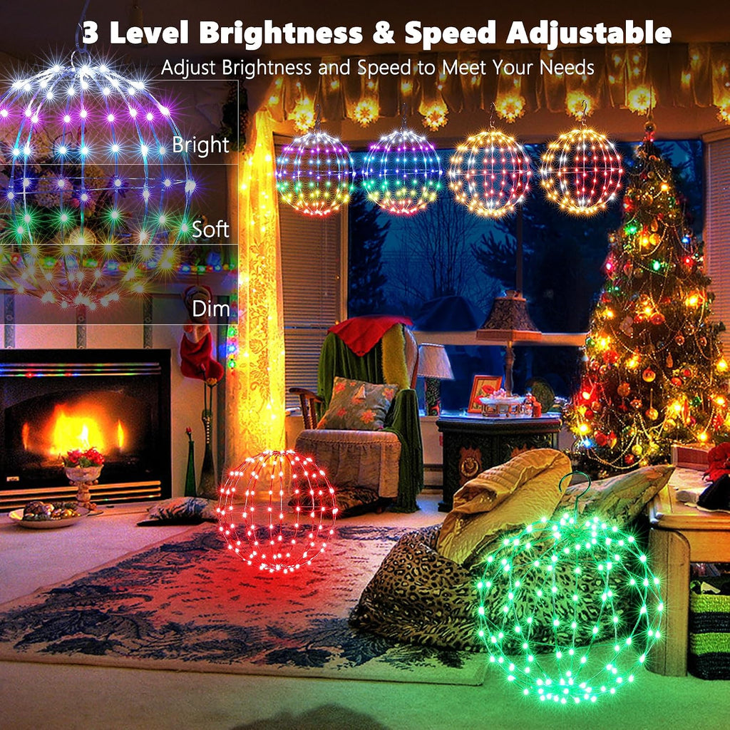 Joomer 2Pack Color Changing Plug-in RGB Christmas Ball Lights, 13IN & 11IN