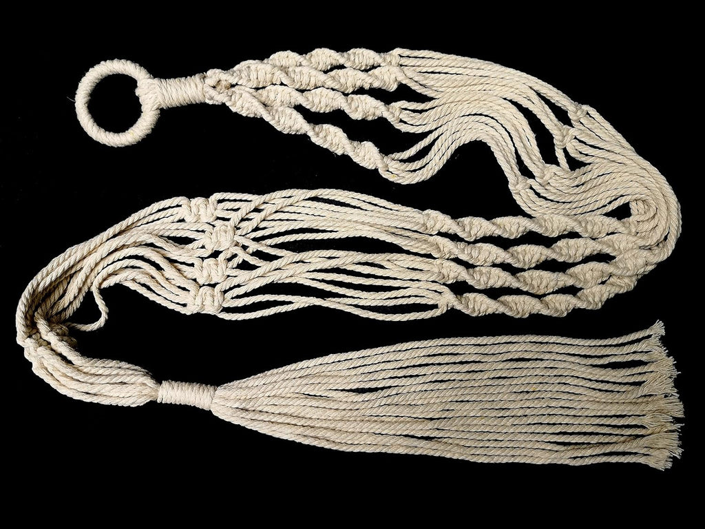 2 PCS Macrame Plant Hanger Hanging Planter 4 Legs Natural Cotton Rope Plant Hanger & Plant Holder 48 Inch for Square or Round Plant Pot 8-10 inch (Ivory Cotton)