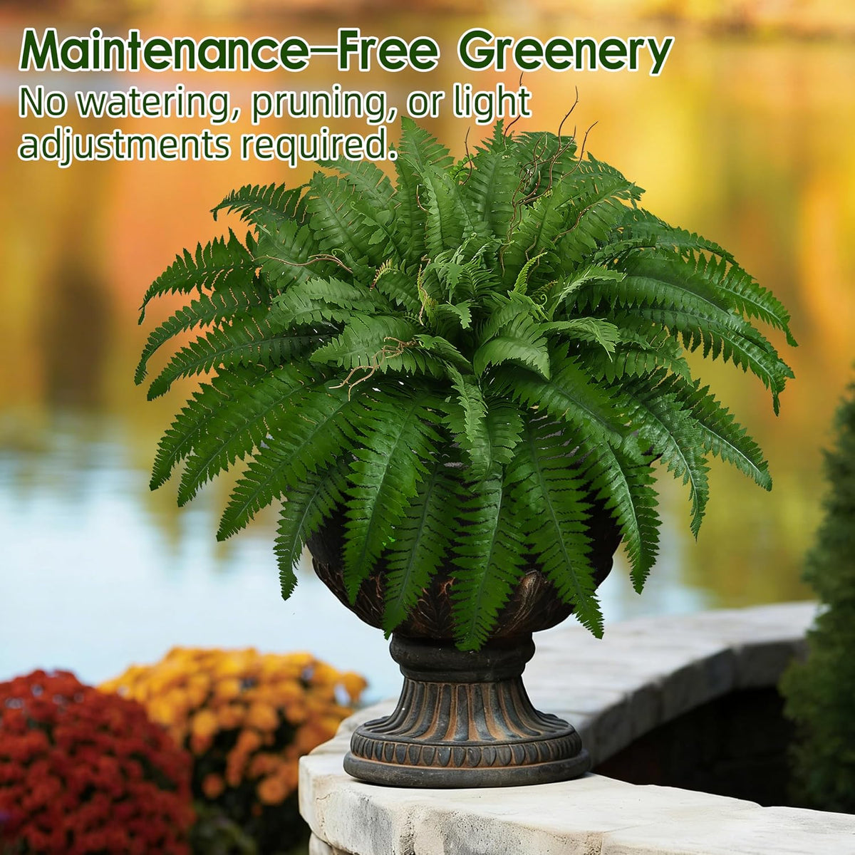 42In Artificial Boston Ferns Bush, Set of 2 Large Faux Ferns Plants, 79 Branches Fake Ferns for Home Living Room Decor, Indoor and Outdoor.