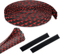GEARit Split Wire Loom 1/2in 25ft Black/Red Cord Cover Pet Chew Protector