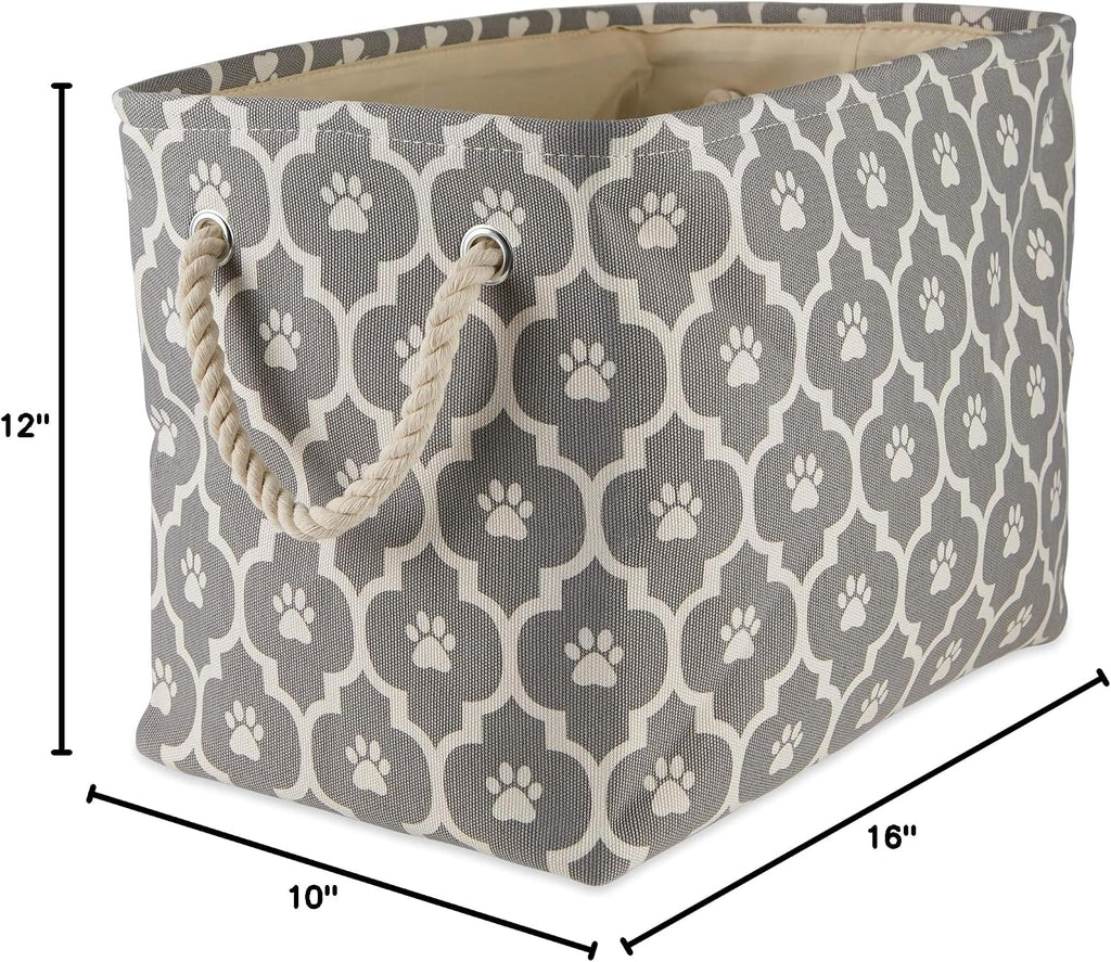 Bone Dry Pet Storage Collection Lattice Paw Print, Medium Rectangle, Gray (Pack of 2)