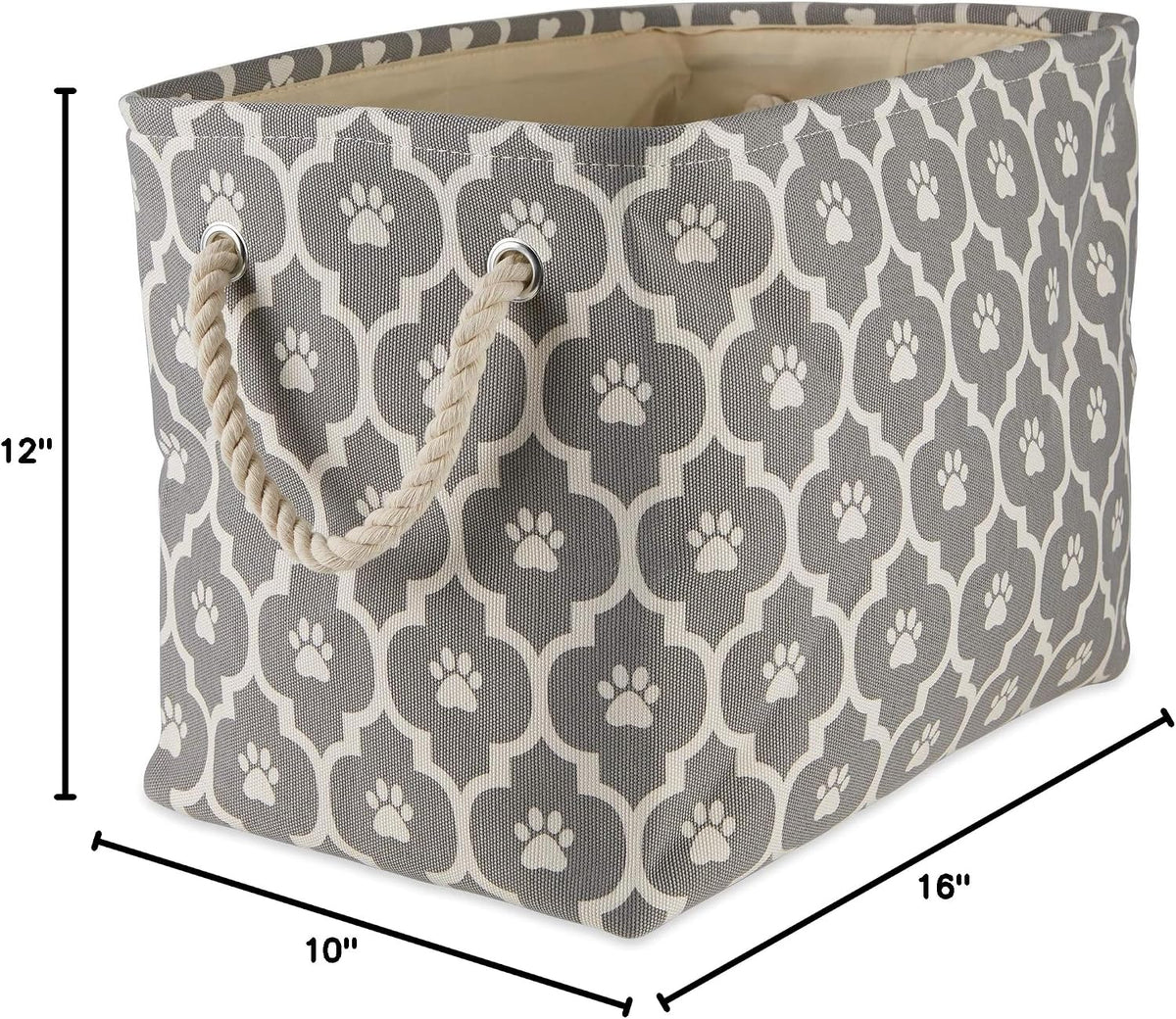 Bone Dry Pet Storage Collection Lattice Paw Print, Medium Rectangle, Gray (Pack of 2)