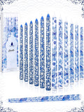 Conelist 12 Pcs 12 Inch Chinoiserie Taper Candles Blue and White Candle