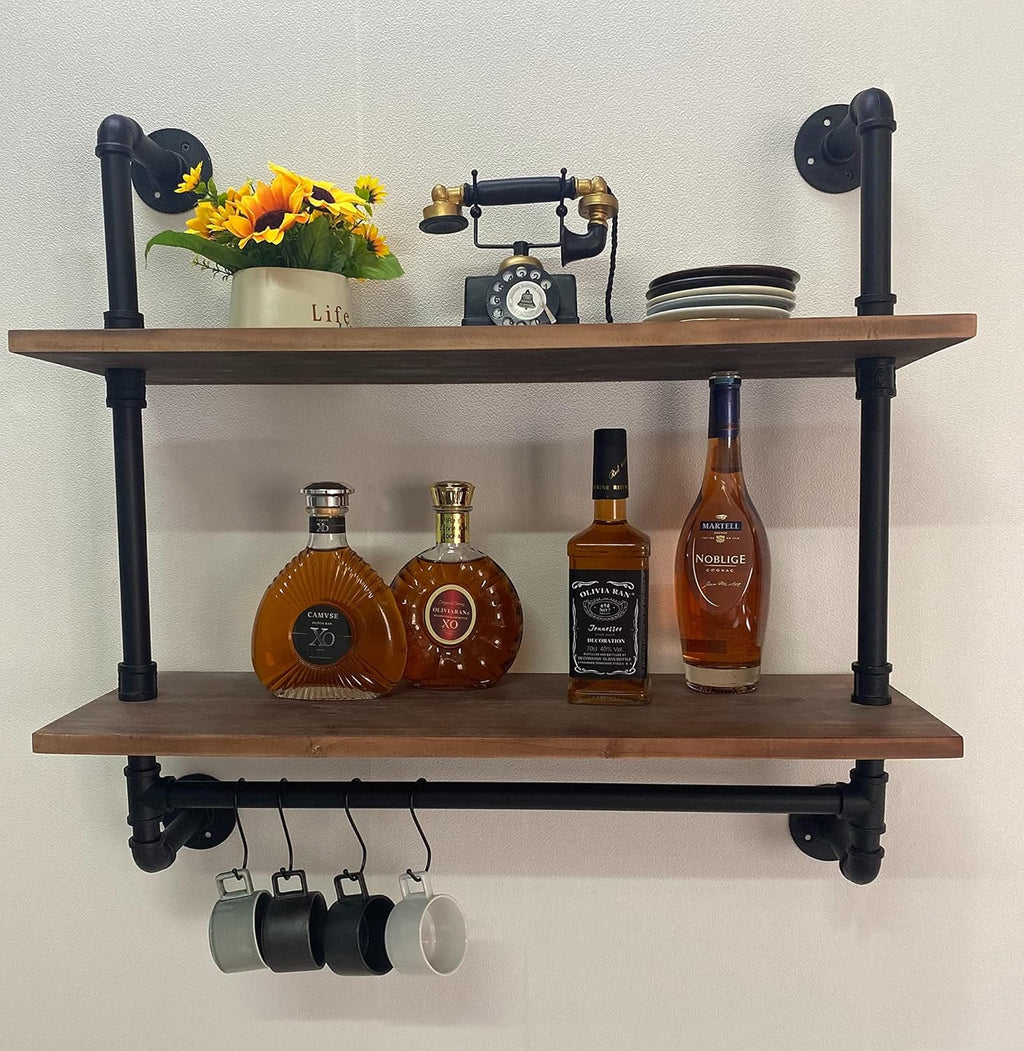 ROGMARS Industrial Pipe Shelving Bathroom Shelves with Towel bar 30 inch