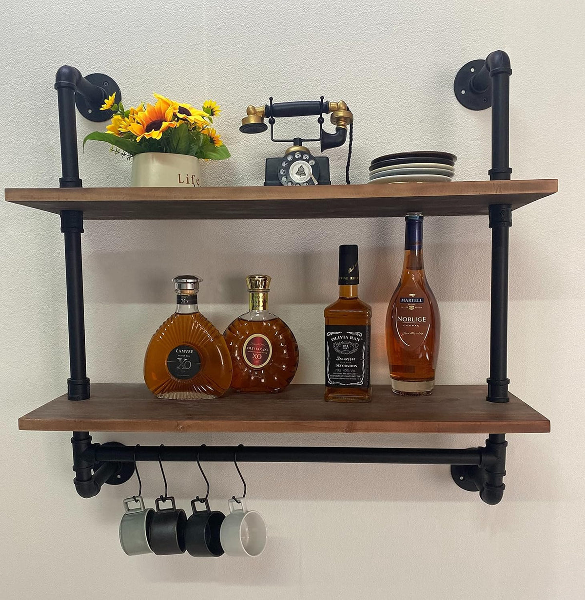 ROGMARS Industrial Pipe Shelving Bathroom Shelves with Towel bar 30 inch