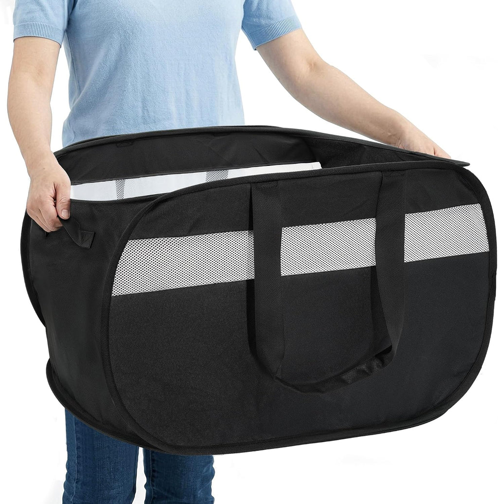 100L Collapsible Laundry Baskets, Foldable Dual Handle Laundry Hamper Black