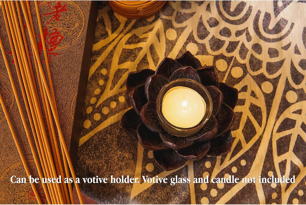 Lotus Incense Burner and Votive T-Light Candle Holder Meditation Flower Buddha