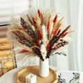 Burnt Orange Rustic Dried Flower Bouquet – Natural Pampas Grass, Eucalyptus & Bunny Tails in Farmhouse-Inspired Floral Arrangement for Home and Event Decor (Hearthlight Amber)