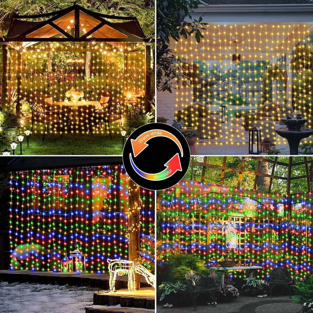 Curtain Lights Battery Operated 6.6 x 6.6Ft Warm White & Multicolor