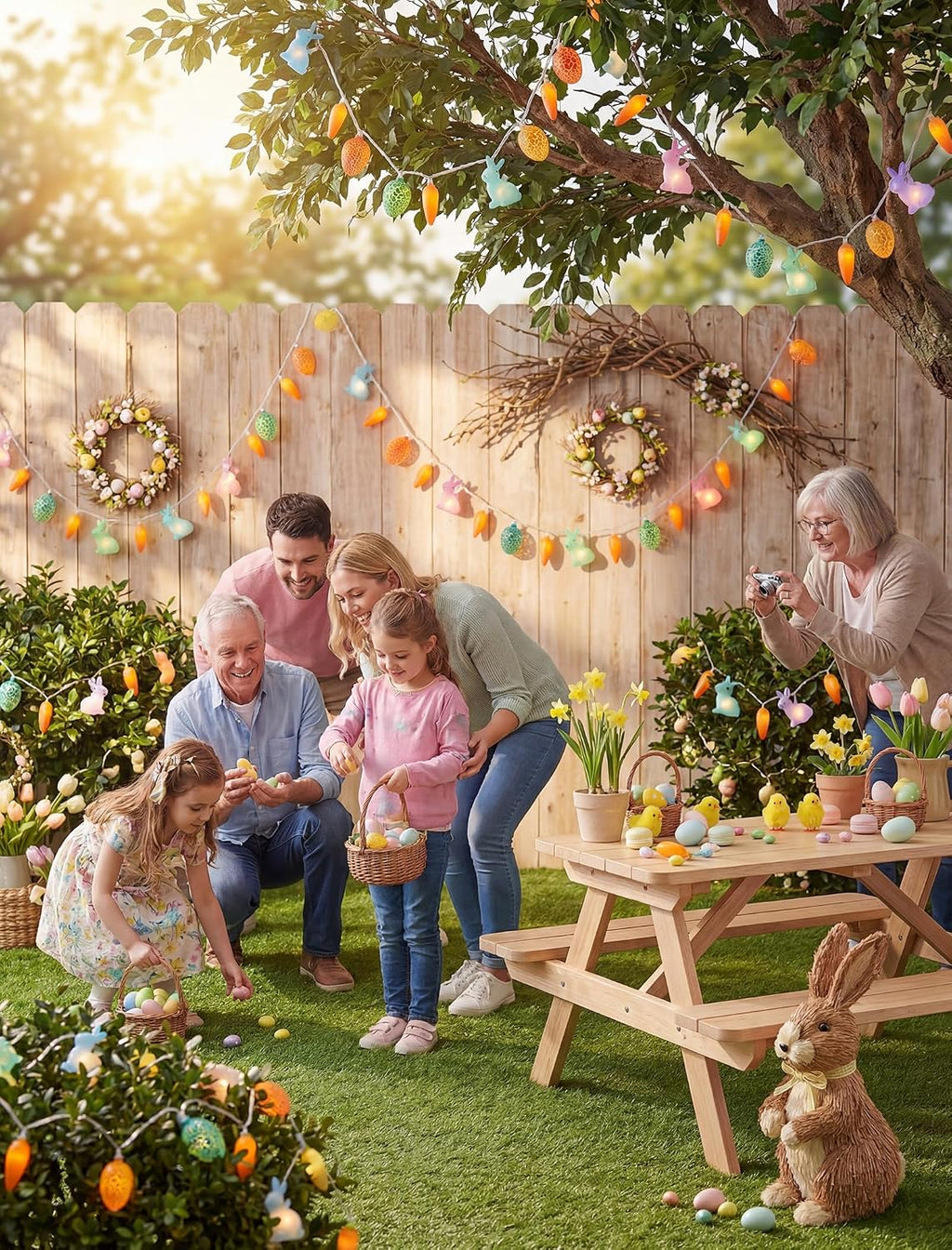 Easter Rabbit Carrot Egg String Lights, 12Ft 20 LED Multicolored Bunny Carrot Easter Egg Fairy Lights, Plug in Spring Decor for Indoor Outdoor Home Bedroom Garden Party Decorations