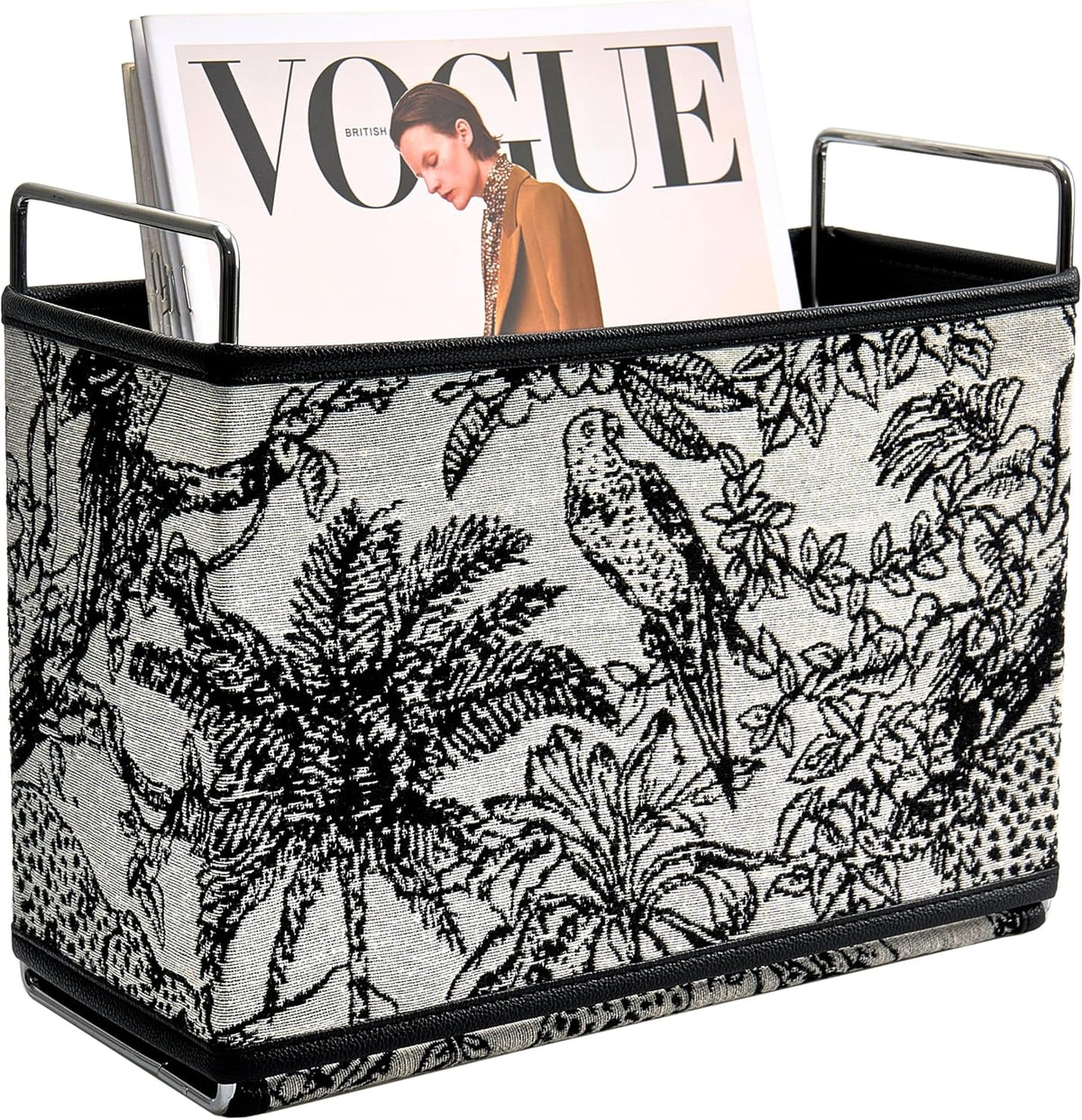 Leather Magazine Holder Rack Floor Basket for Bedroom & Living Room