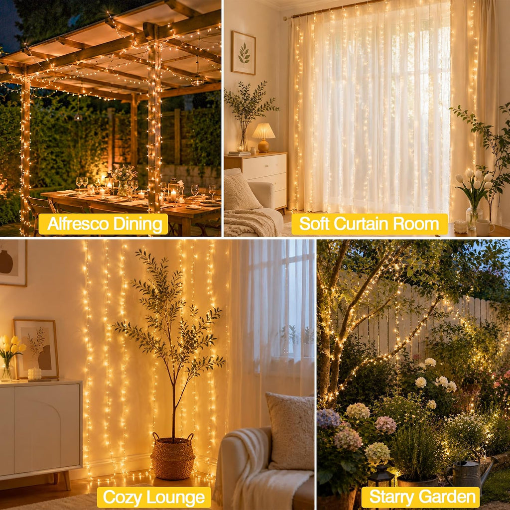 33FT 100 LED Plug in Fairy Lights with 13 Modes & Timer, Warm White