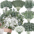 150Pcs Greenery Artificial Eucalyptus Stems Leaves Bulk, 6 Kinds