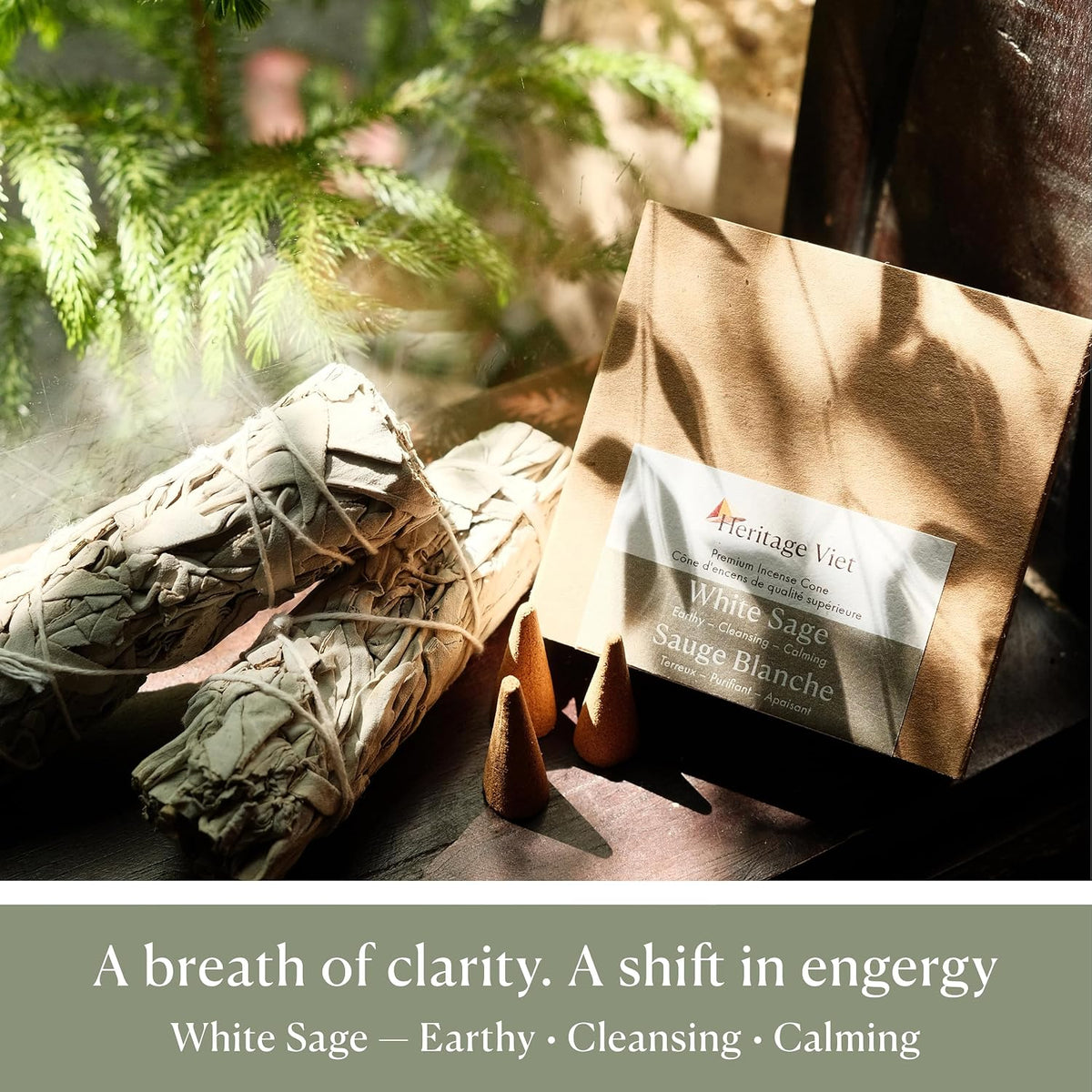 Premium Vietnam Incense - 16 Cones, No Chemical Fragrance, Handcrafted in Vietnam (White Sage)