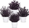Der Rose 4 Pack Purple Artificial Plants in Pots, Halloween Fall Decor