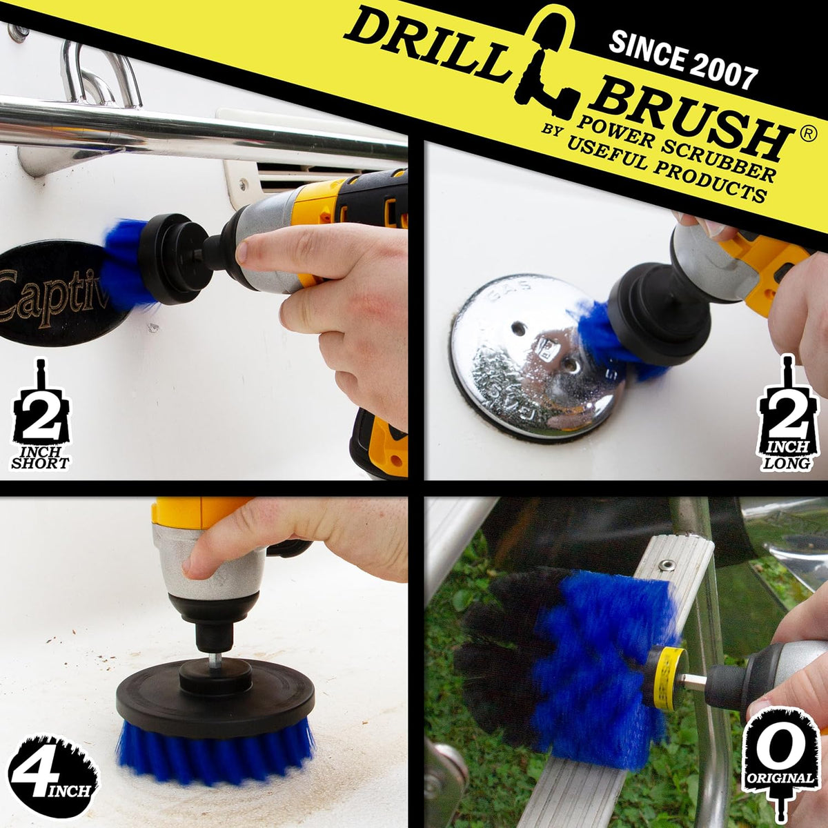 Marine Cleaning Supplies - Brush Kit for a Clean Boat - Boat Accessories - Tank Cleaner Tool Set - Hull and Deck Scrubbing Set - Professional Pool Cleaning Brushes - Aquarium Scrubber - Water Vessels