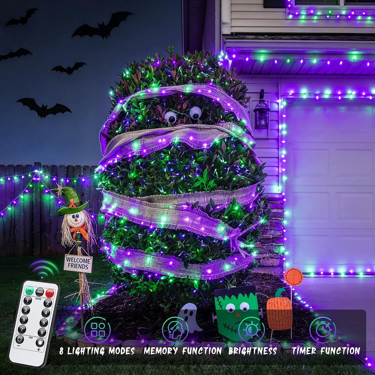 JMEXSUSS 33FT 100 LED Battery Operated Halloween Lights with Remote