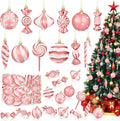 48Pcs Christmas Ornaments Candy Lollipop Set Rose Gold for Xmas Tree Decor