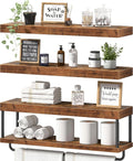 QEEIG Long Bathroom Floating Shelves Over Toilet (Brown, Set of 3, 23.6")