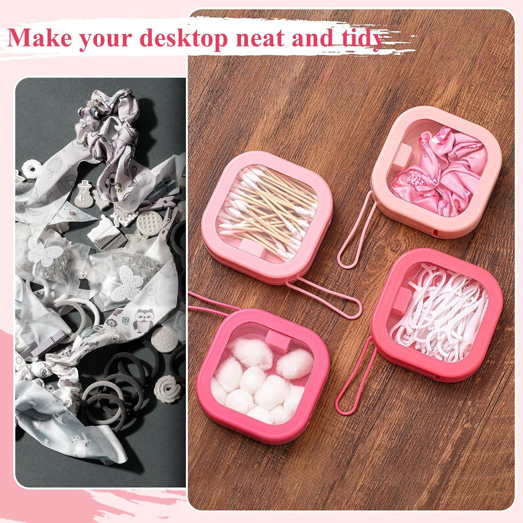 Kathfly 4 Pcs Hair Tie Organizer Travel, Stackable, Pink Range
