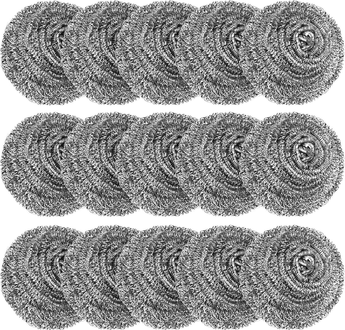 15 Pack Steel Wool Scrubber, Metal Kitchen Scrubbing Sponges, Dishwashing Scouring Pads Heavy Duty, Premium Stainless Steel Scrubbers for Cleaning Dishes Pots and Pans Bathroom Oven (Sliver) by VOPTON