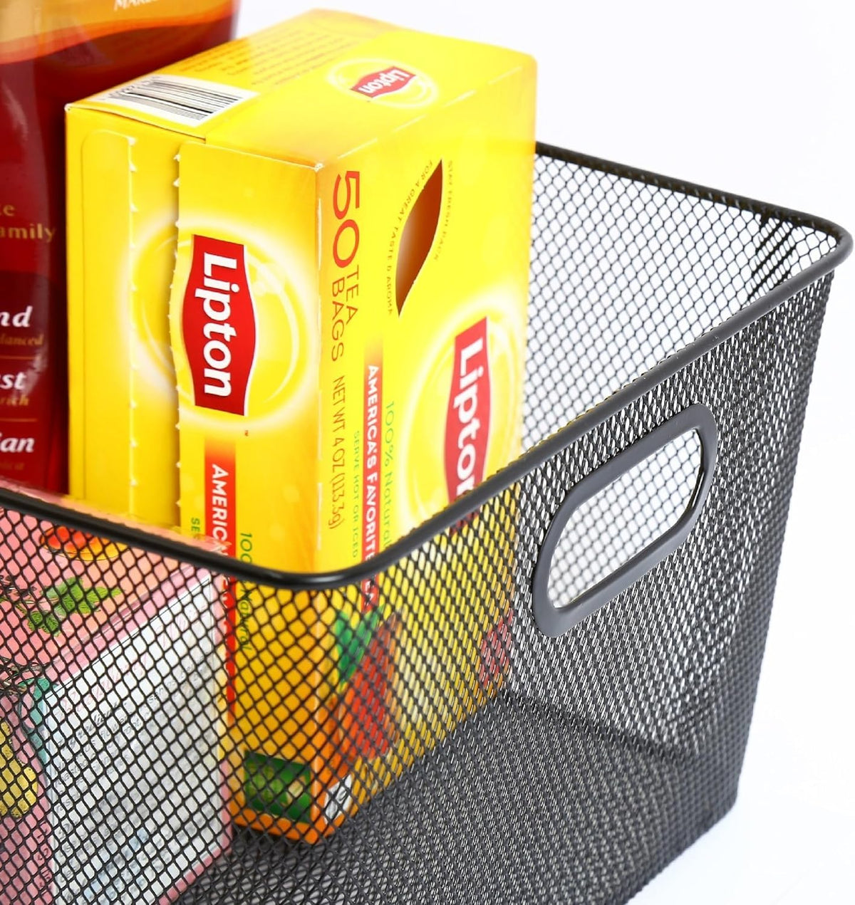 YBM Home Wire Mesh Kitchen Storage Basket Organizer for Organizing Household Pantry and Kitchen Cabinets - Multipurpose Wire Storage Baskets for Home, Dorm Room, Garage, Black - 6 Pack