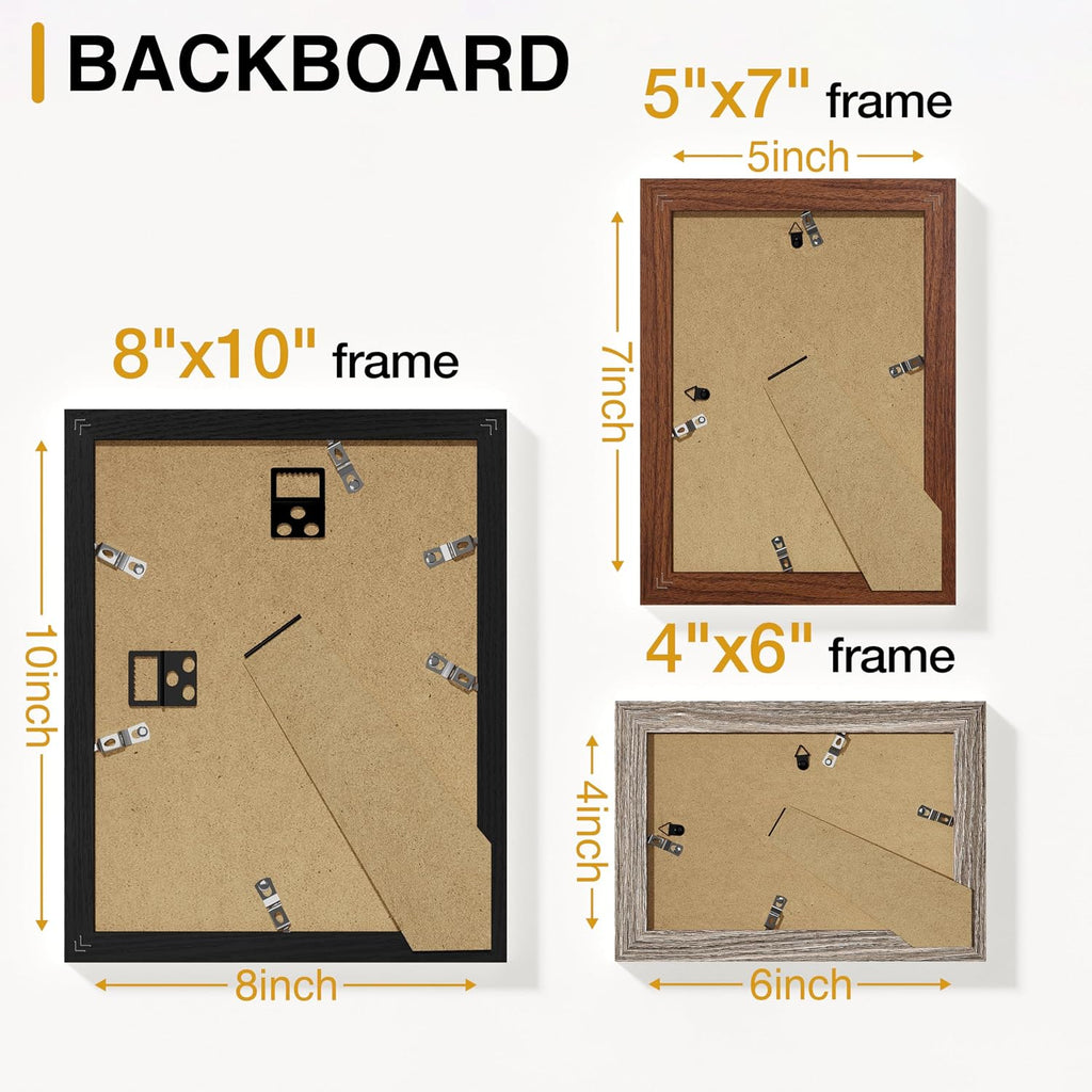 Vittanly 20 Pack Gallery Wall Frame Set, Black, Walnut Brown, Dark Grey