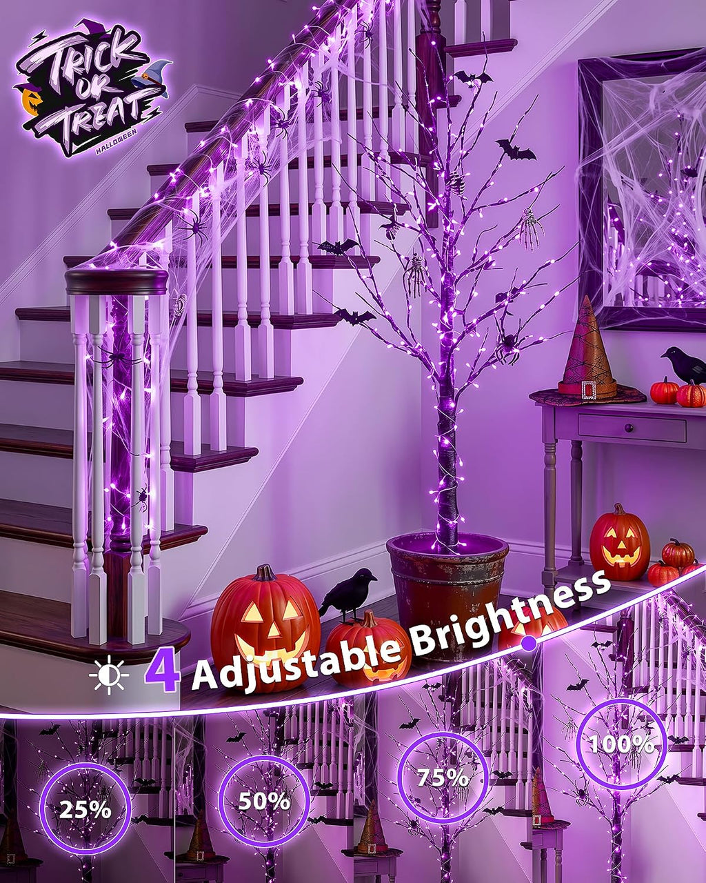 33FT 100 LED Purple Halloween Christmas Fairy Twinkle String Lights