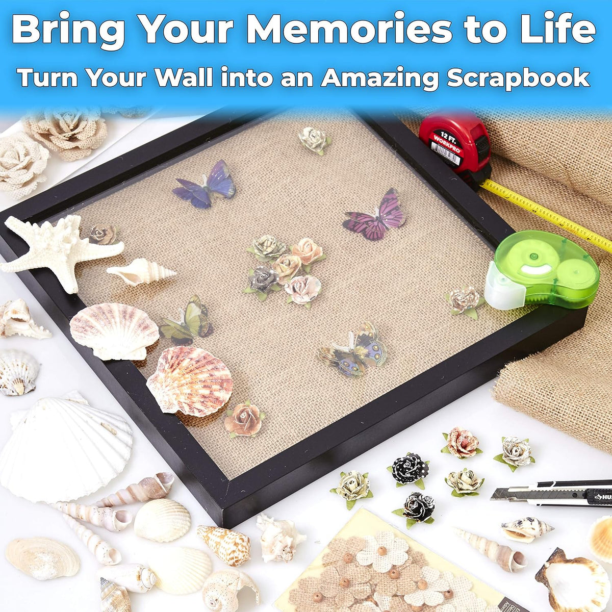 Super-Sturdy 8x8 Shadow Box Frame 1pk – MDF Display with Real Glass. Best Shadowbox to Showcase Photos, Tickets, Wedding Bouquets, CDs, Medals, Awards, and Insects (1, Display Black)