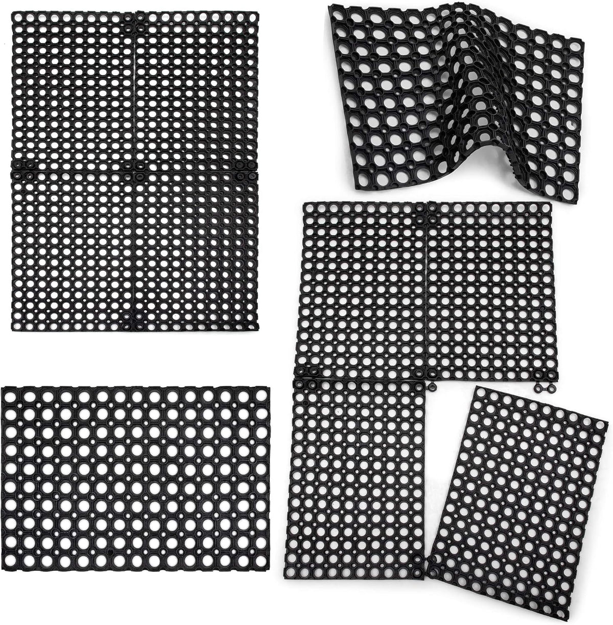 SafetyCare Interlocking Rubber Drainage Floor Mat - Anti-Fatigue - 24 x 16 inches - 2 Mats