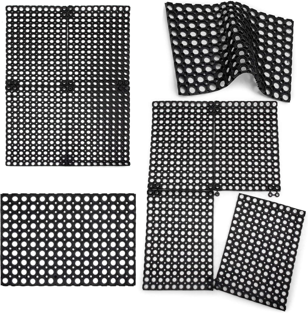 SafetyCare Interlocking Rubber Drainage Floor Mat - Anti-Fatigue - 24 x 16 inches - 1 Mat