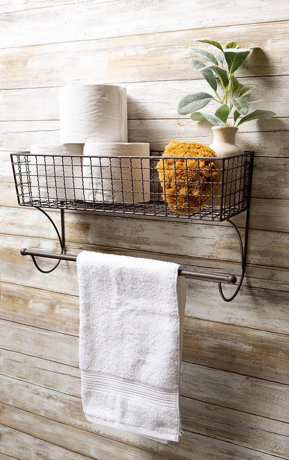 DII Rustic Bathroom Décor, Metal Storage, Large Towel Bar, Rustic