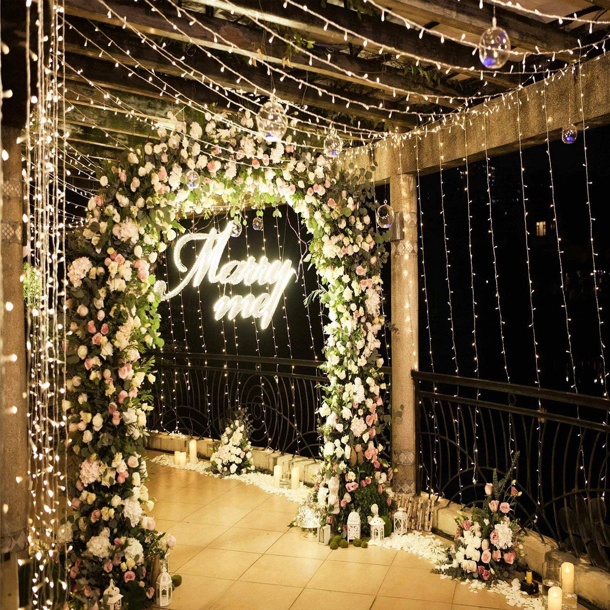 Geanmoki 306 LED Window Curtain String Light Wedding Party Home Garden Bedroom Outdoor Indoor Wall Decorations