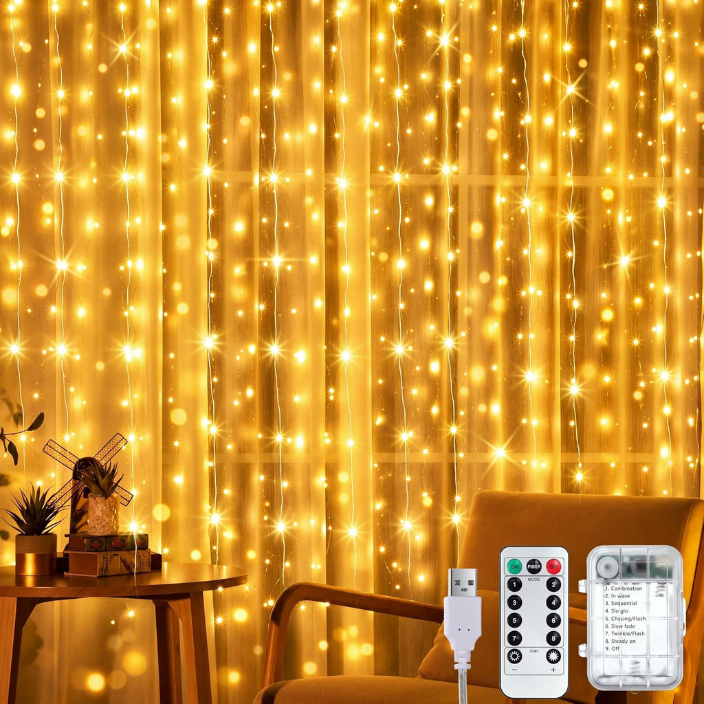 195 LED Curtain Tapestry Lights, 6.5 x 5 ft Backdrop String Lights, 1 Pack